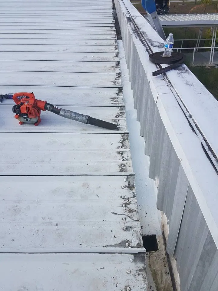 Commercial metal roof box gutter cleaning leaf blower, Sanford